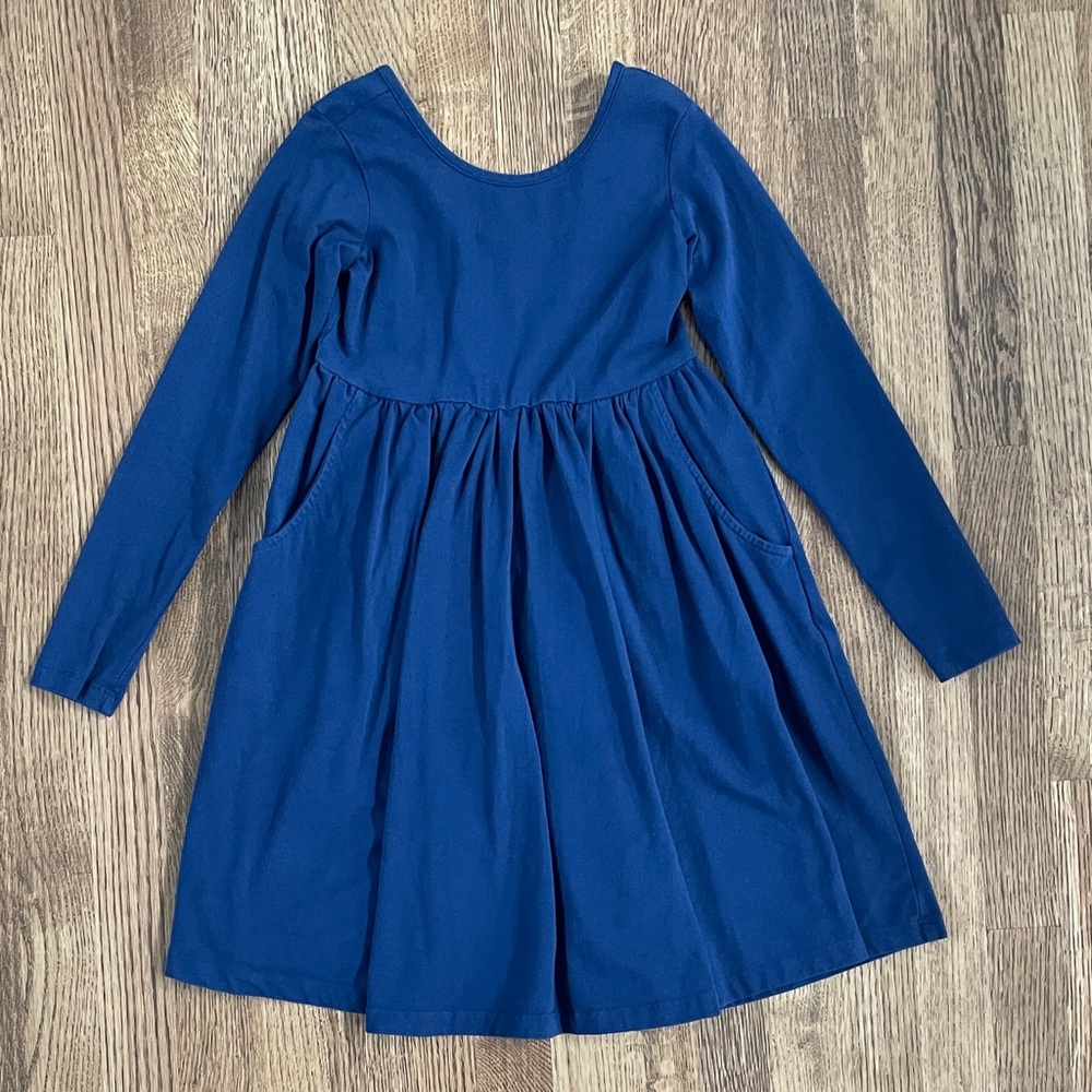 Hanna Andersson Navy Skater Dress with Long Sleeve and Pockets